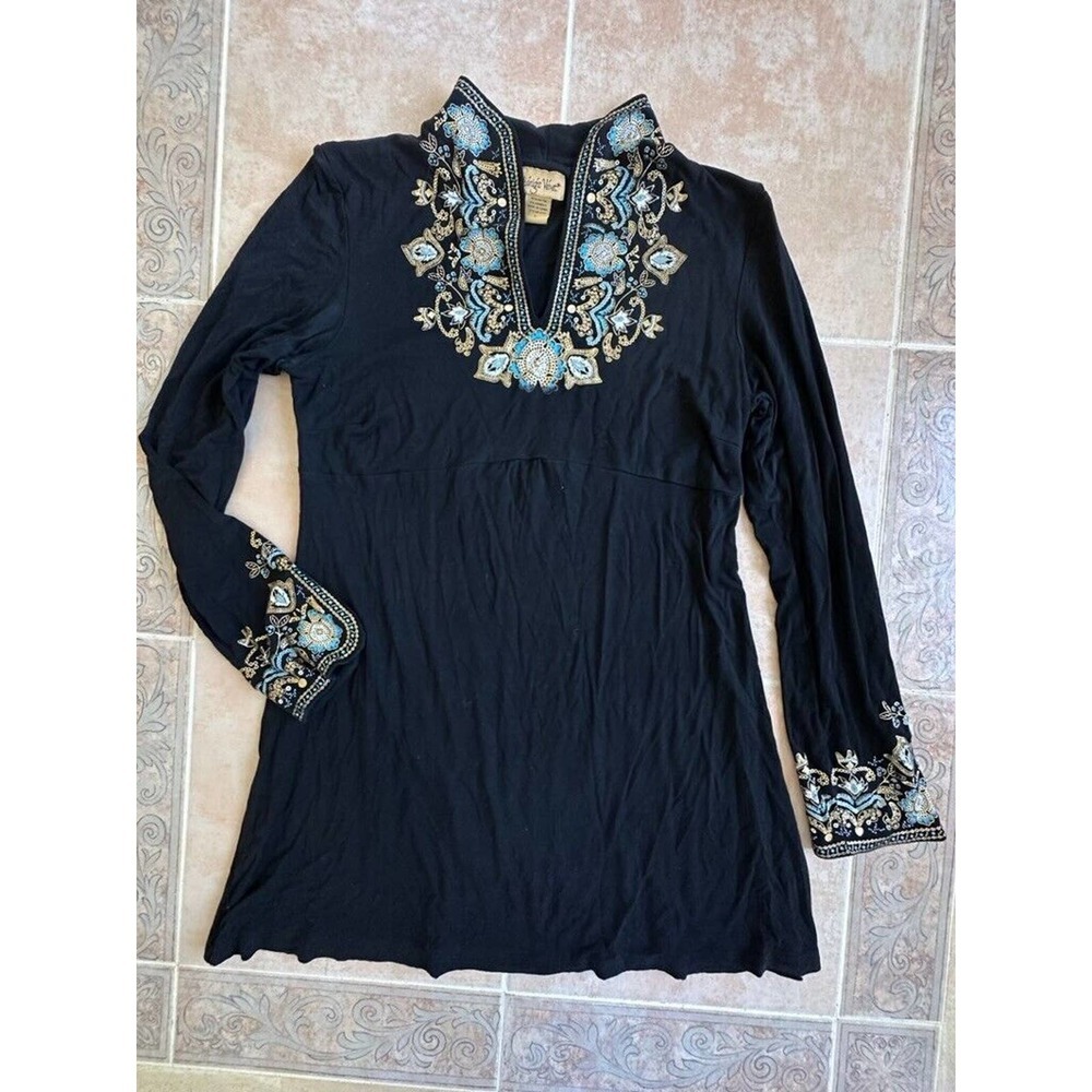 Midnight velvet Long‎ sleeve Tunic Dress printed Size L